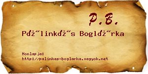 Pálinkás Boglárka névjegykártya